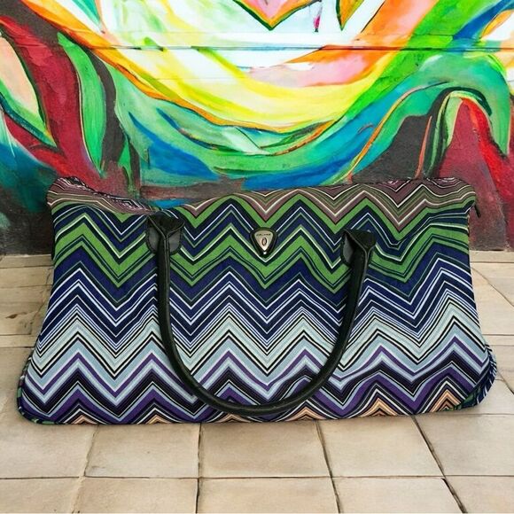 Calpak Chevron Weekender Duffle Bag - Picture 1 of 16
